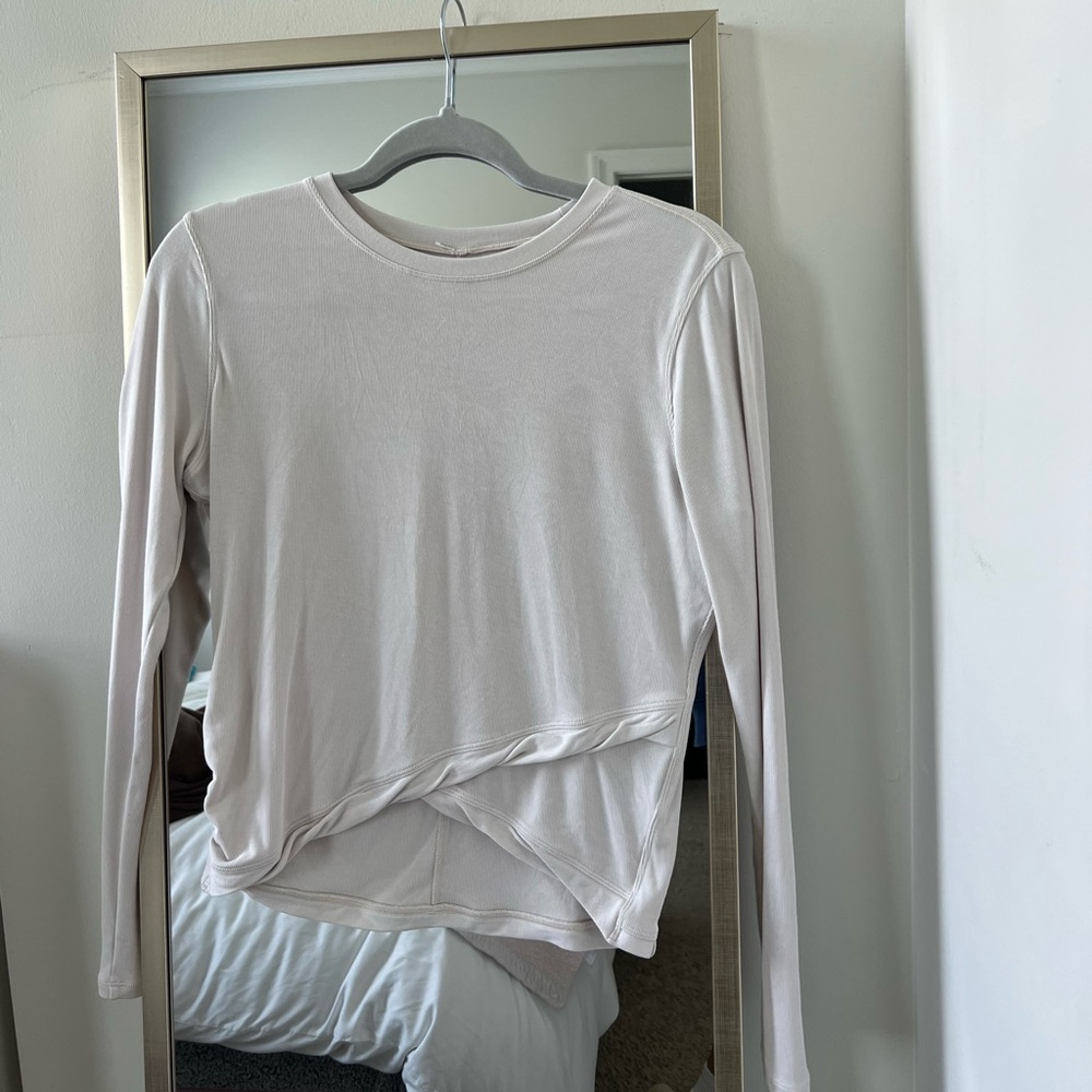 Lululemon Do The Twist Long Sleeve Ribbed Modal White Opal